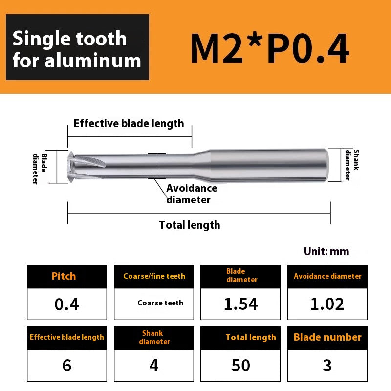 2135-65° aluminum with colorful thread milling cutter lengthened single tooth three-tooth full thread machining center tungsten carbide milling cutter M3M4M5 Shandong Denso Pricision Tools Co.,Ltd.